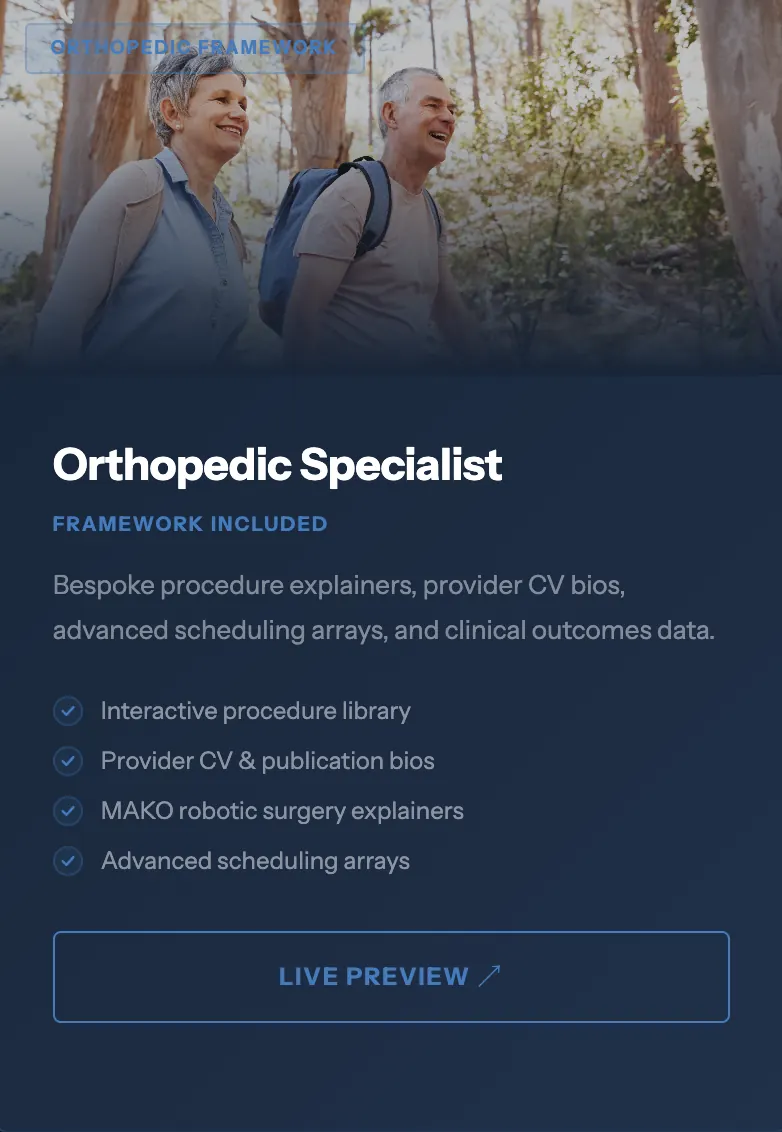 Orthopedic Specialist medical website concept