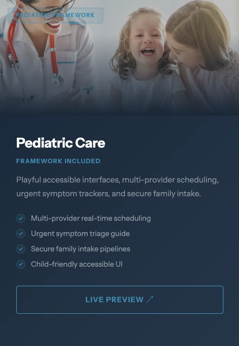 Pediatric Care medical website concept