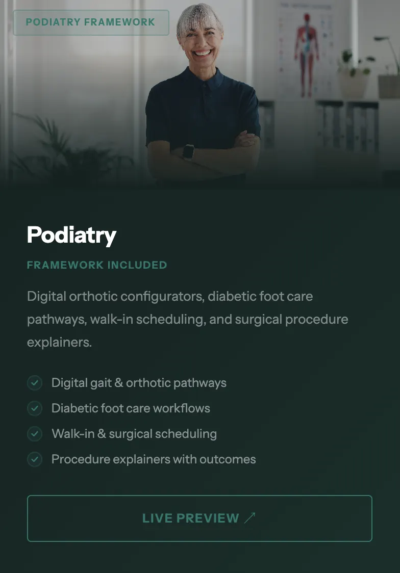 Podiatry medical website concept